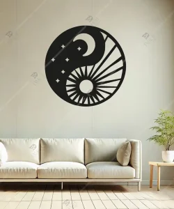 Ay ve Güneş Hikayesi Yin Yang Aşk Ahşap Duvar Dekoru 1
