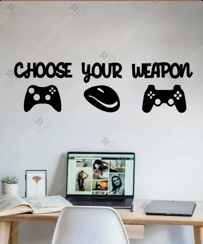Game Star Wifi Gamers Choose Your Weapon Ahşap Duvar Dekoru 2
