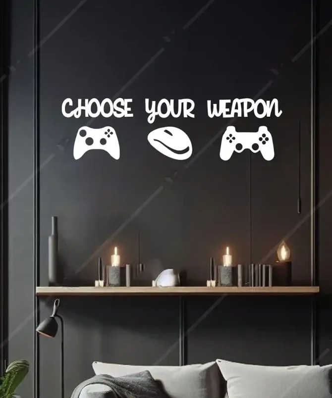 Game Star Wifi Gamers Choose Your Weapon Ahşap Duvar Dekoru 4