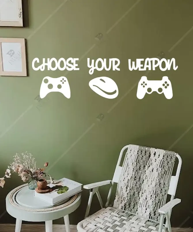 Game Star Wifi Gamers Choose Your Weapon Ahşap Duvar Dekoru 5