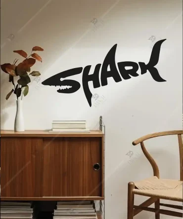 Köpek Balığı Dekor Shark Yazısı Ahşap Dekor 2