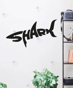 Köpek Balığı Dekor Shark Yazısı Ahşap Dekor