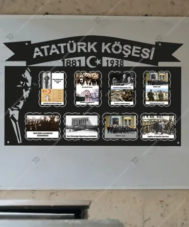 Ofis ve makam odası için duvar dekoru ahşap Atatürk panosu - Emach Dizayn