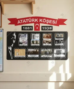 Okullar için ahşap Atatürk panosu, modern Atatürk köşesi modelleri - emachdizayn.com