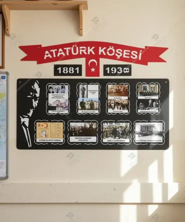 Atatürk Köşesi için Resimler dahil Ahşap Atatürk Pano 3