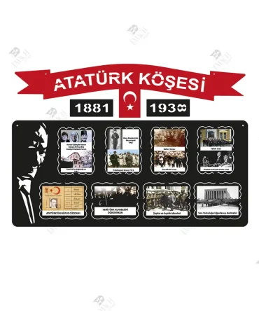 Atatürk Köşesi için Resimler dahil Ahşap Atatürk Pano