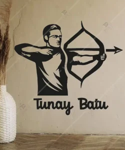 Okçuluk Kurslari için Okçuluk Seti İsme Özel Ahşap Duvar Dekoru 3