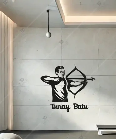 Okçuluk Kurslari için Okçuluk Seti İsme Özel Ahşap Duvar Dekoru