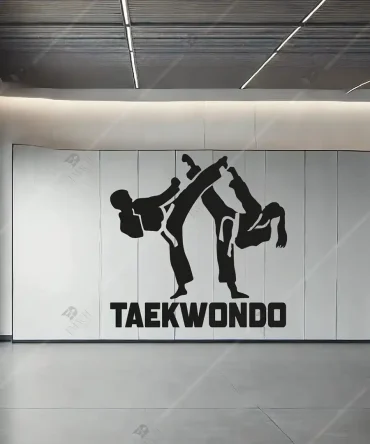 Taekwondo Resmi Tekvando Dövüşü Ahşap Duvar Dekoru 1