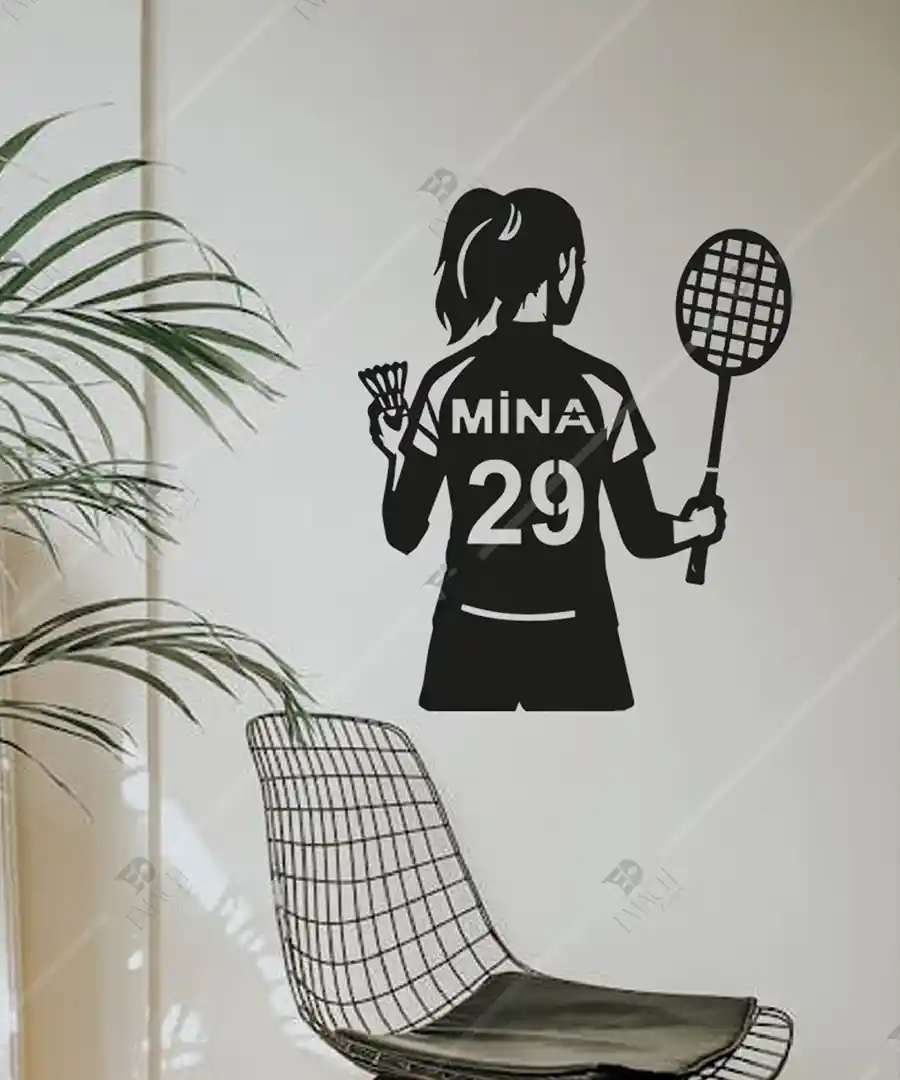 Badminton topu badminton raketi Forma Ahşap Duvar Dekoru 2 Badminton topu badminton raketi Forma Ahşap Duvar Dekoru 1