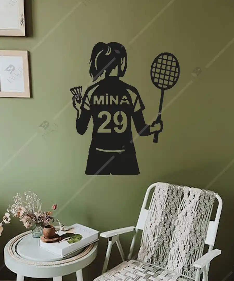 Badminton topu badminton raketi Forma Ahşap Duvar Dekoru 3 Badminton topu badminton raketi Forma Ahşap Duvar Dekoru 2