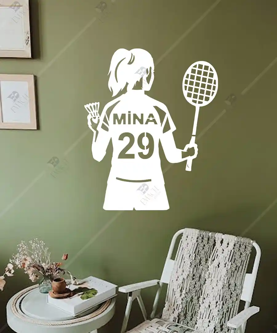 Badminton topu badminton raketi Forma Ahşap Duvar Dekoru 4 Badminton topu badminton raketi Forma Ahşap Duvar Dekoru 3