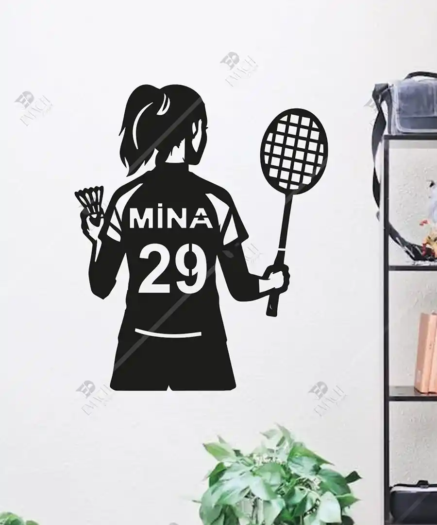 Badminton topu badminton raketi Forma Ahşap Duvar Dekoru 1 Badminton topu badminton raketi Forma Ahşap Duvar Dekoru