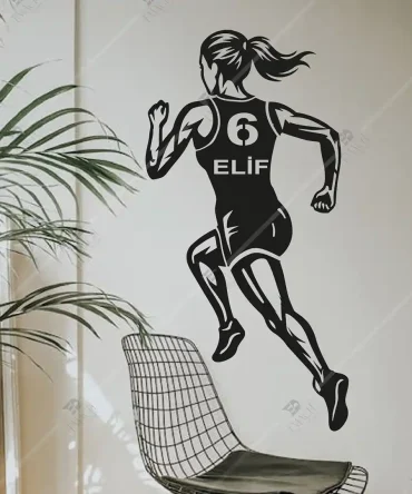 Kadın Atletizm Kadın atlet sporcu İsme Özel Ahşap Duvar Dekoru