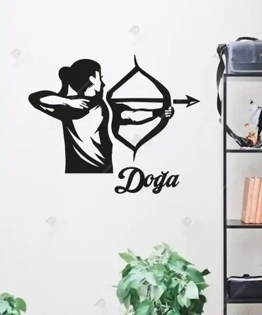Yay ve ok temren Okçuluk Seti İsme Özel Ahşap Duvar Dekoru 1