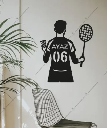 Emach Dizayn 38 Badminton Seti Badminton hediyelik Ahşap Duvar Dekoru Kişiye Özel