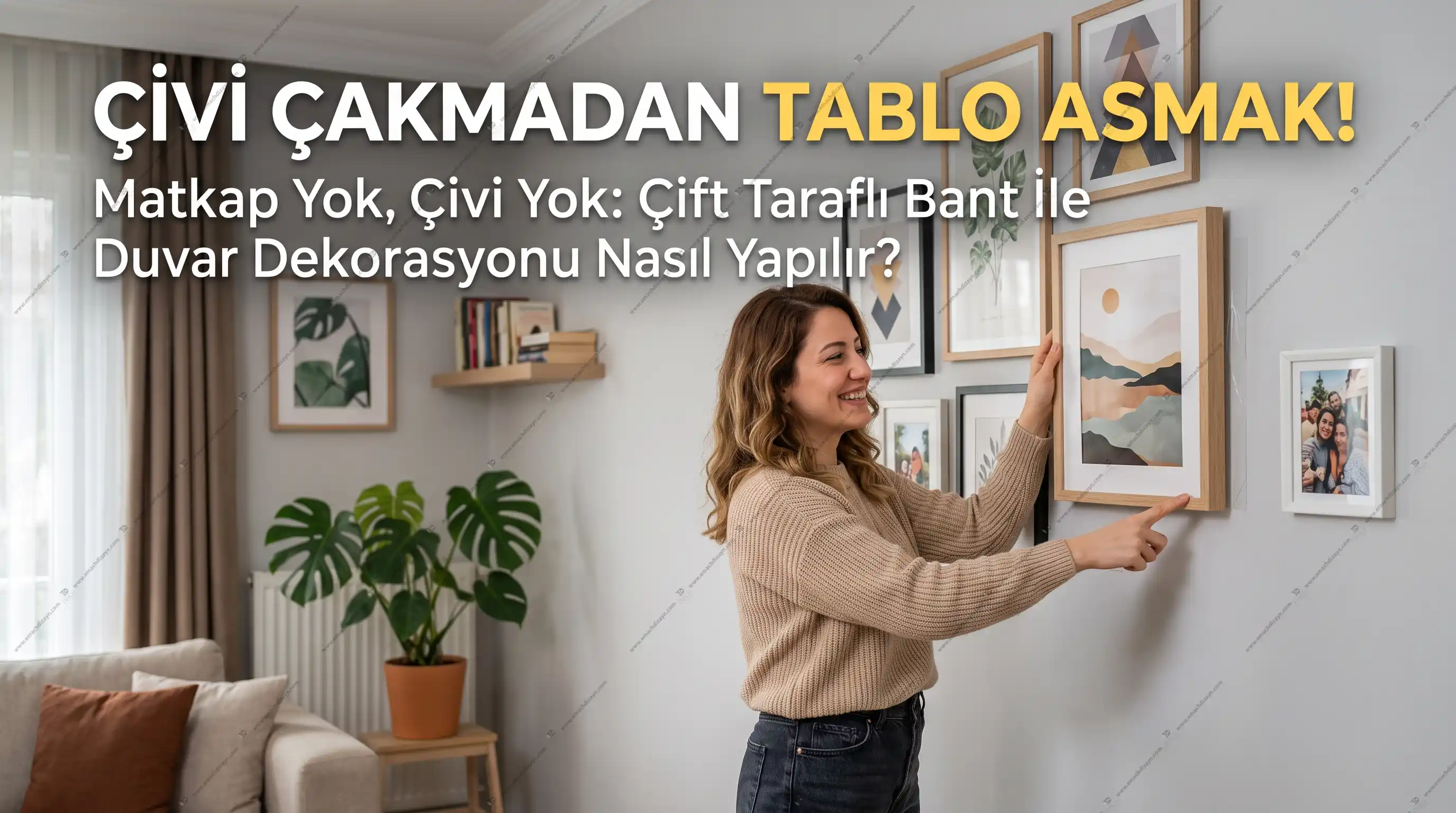 Çivi Çakmadan Tablo Asmak Matkap Yok, Çivi Yok Çift Taraflı Bant İle Duvar Dekorasyonu Nasıl Yapılır
