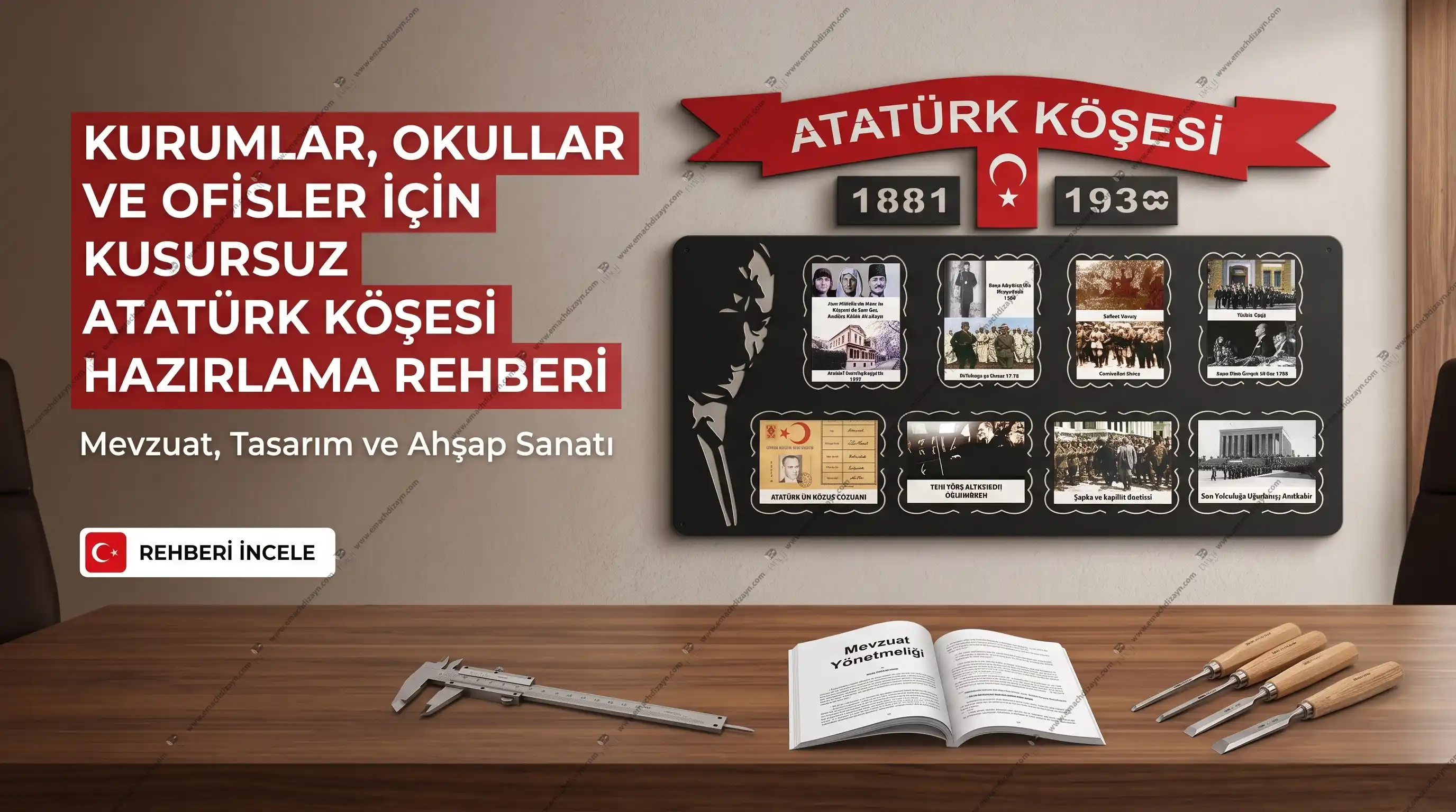 Emach Dizayn 90 Kurumlar Okullar ve Ofisler İçin Kusursuz Atatürk Köşesi Hazırlama Rehberi