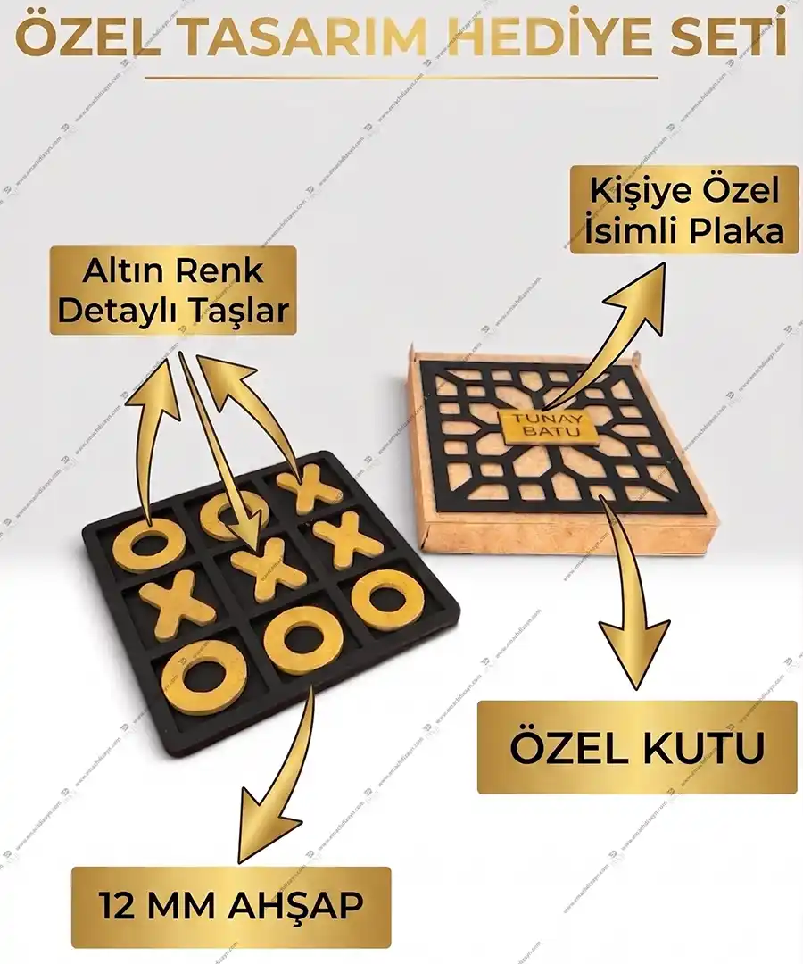 XOX Oyunu Ahşap Kutulu Kişiye Özel Hediye 5 XOX Oyunu Ahşap Kutulu Kişiye Özel Hediye3
