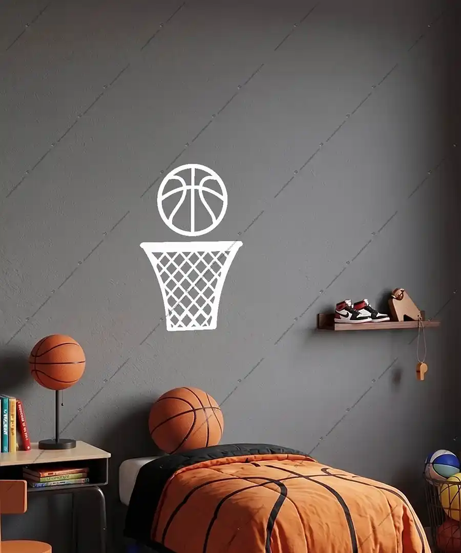 Basketbol Pota Filesi ve Basketbol Topu Ahşap Duvar Dekoru 6 Basketbol Pota Filesi ve Basketbol Topu Ahşap Duvar Dekoru 1
