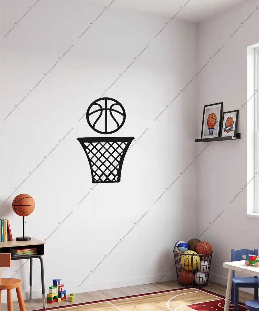 Basketbol Pota Filesi ve Basketbol Topu Ahşap Duvar Dekoru 4 Basketbol Pota Filesi ve Basketbol Topu Ahşap Duvar Dekoru 3