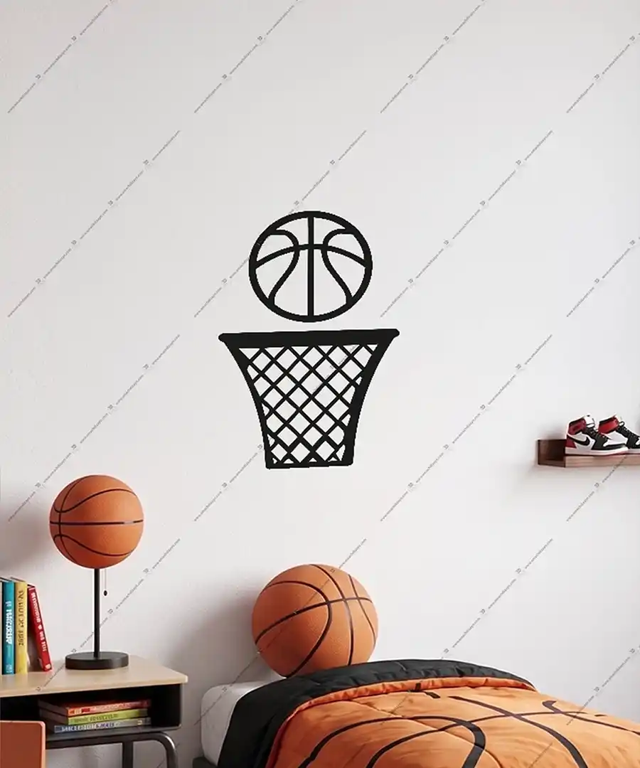 Basketbol Pota Filesi ve Basketbol Topu Ahşap Duvar Dekoru 3 Basketbol Pota Filesi ve Basketbol Topu Ahşap Duvar Dekoru 4
