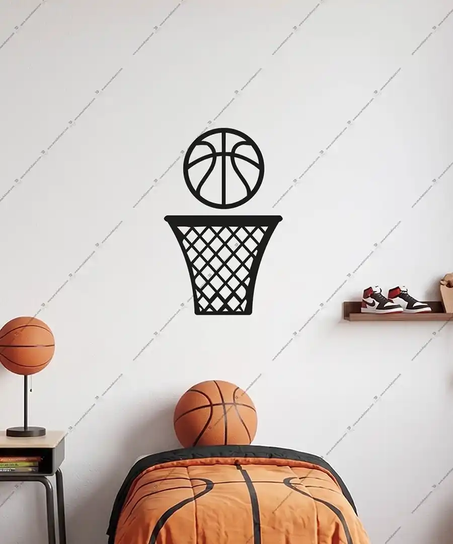 Basketbol Pota Filesi ve Basketbol Topu Ahşap Duvar Dekoru 1 Basketbol Pota Filesi ve Basketbol Topu Ahşap Duvar Dekoru 5