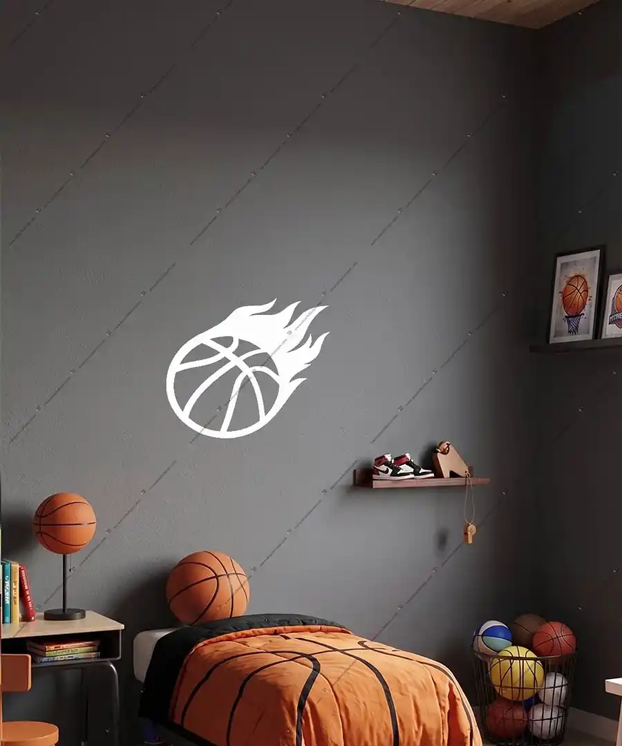 Basketbol Topu Düz Alevli Ahşap Duvar Dekoru 6 Basketbol Topu Düz Alevli Ahşap Duvar Dekoru 1