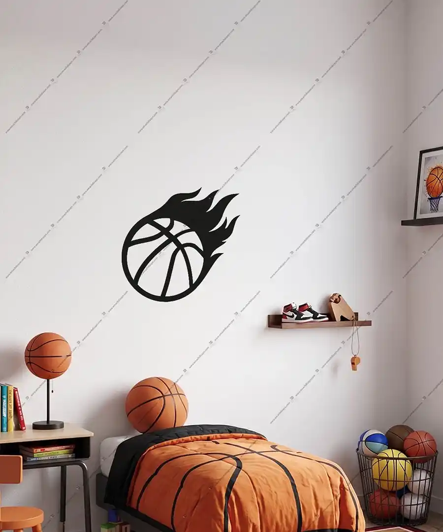 Basketbol Topu Düz Alevli Ahşap Duvar Dekoru 3 Basketbol Topu Düz Alevli Ahşap Duvar Dekoru 4