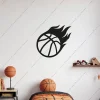 Basketbol Topu Düz Alevli Ahşap Duvar Dekoru 5