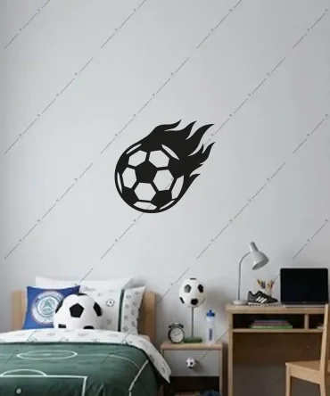 Emach Dizayn 39 Siyah Beyaz Futbol Topu Ahşap Duvar Dekoru 1